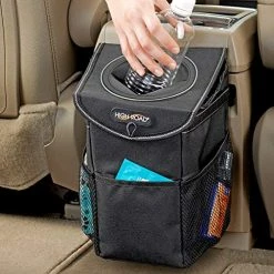 Best deal ???? StashAway Car Trash Can With Lid, 3 Storage Pockets And Solid Front And Back Panels For Stable, Upright Floor Or Seatback Use (Black) ????