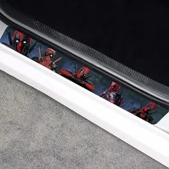 Flash Sale ???? 4Pcs/Set Premium Carbon Fiber Door Sill Protectors Door Sill Decoration Sticker Front/Rear For Deadpool Car Accessories Universal Fitdea ⌛