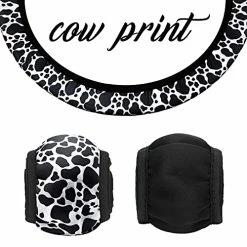 Brand new ???? Cow Print Car Accessories Car Seat Cover For ???? Women Men Cow Rubber Steering Wheel Cover Car Cup Holders Keyring Armrest Pad Seat Belt Pads Wrist Strap For Most Car, SUV() Patchwork Patt ???? -Car Seat Covers shop 51btTEUNVeS