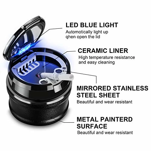 Budget ???? Car Ashtray With Lid Easy Clean Up Detachable Auto Ashtray LED For Most Car/ Air Vent Cup Holder Home Office ???? 7 Budget ???? Car Ashtray With Lid Easy Clean Up Detachable Auto Ashtray LED For Most Car/ Air Vent Cup Holder Home Office ???? - Image 5