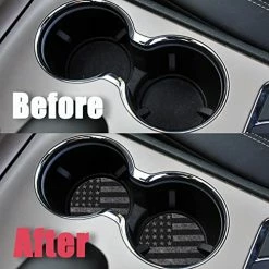 Brand new ✨ Car Cup Holder Coasters，Cute Car Accessories For ???? Women And Lady，2 Pack 2.95inch Car Cup Holder Coasters，Universal Non Slip Cup Holder Insert Coaster (Gray Flag) ⌛ -Car Seat Covers shop 51c1TSg8OFL