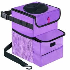 Promo ❤️ Car Trash Can Foldable Garbage Bin Leakproof 3 Gallons Purple ????