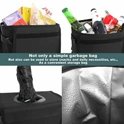 Coupon ???? Car Trash Can Leak Proof Car Trash Bin Waterproof Car Garbage Can With Lid For SUV Front Seat Multipurpose Car Hanging Bag For Headrest Collapsible And Portable With Storage Mesh Pocket, Black ????