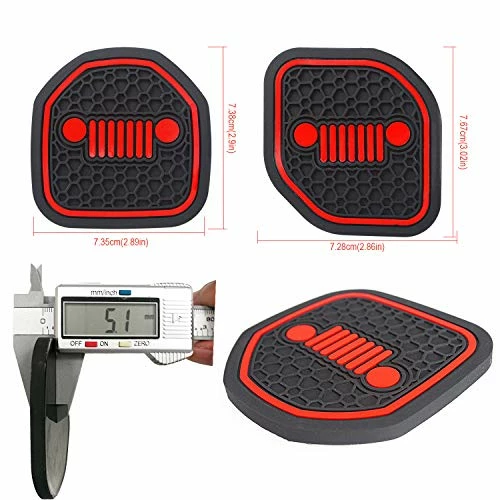 Best Sale ???? Auovo Auto Cup Holder Inserts Coaster Fit For 2018 -2022 Wrangler JL JLU 2020-2022 Gladiator JT Cup Mat Pad Interior Decoration Accessories (4 Pcs Kit) (Red, For Deep Rear Cup Holders) ???? 7 Best Sale ???? Auovo Auto Cup Holder Inserts Coaster Fit For 2018 -2022 Wrangler JL JLU 2020-2022 Gladiator JT Cup Mat Pad Interior Decoration Accessories (4 Pcs Kit) (Red, For Deep Rear Cup Holders) ???? - Image 5