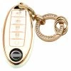 Cheapest ???? For Nissan Key Fob Cover 5Buttons TPU Protection Car Key Case Shell With Fashion Gold Bling Keychain Compatible With Nissan Altima Maxima Murano Rogue Sentra 370z Pathfinder White Black 4 Buttons ⭐