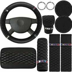 Outlet ???? Bling Car Accessories Set Leather Diamond Steering Wheel Cover Bling Seat Belt Shoulder Pad Armrest Pad Crystal Car Decor Bling Car Cup Holders Travel Auto Cup Holder For Car Interior (Black, Red) ???? 19 Outlet ???? Bling Car Accessories Set Leather Diamond Steering Wheel Cover Bling Seat Belt Shoulder Pad Armrest Pad Crystal Car Decor Bling Car Cup Holders Travel Auto Cup Holder For Car Interior (Black, Red) ???? -Car Seat Covers shop 51cuG0kE21L. AC