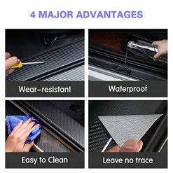 Top 10 ???? 4PCS For Bronco Car Door Sill Protector 2021 2022 - Entry Guard Threshold Scratch Protection Sticker, Carbon Fiber Leather Scuff Plate Accessories Decor, Black ✨ -Car Seat Covers shop 51d5a8oXYEL