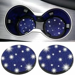 Budget ✨ SINGARO Bling Cup Holder Coasters For Car, 2PCS Universal Non-Slip Cup Holder, Embedded Decorative Coasters, Shiny Crystal Car Interior Accessories Gifts For ???? Women (White) 4pcs Blue ⭐ -Car Seat Covers shop 51dIiwhYteL. AC