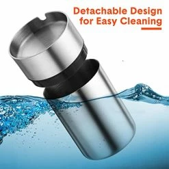 Outlet ✨ 2 Pieces Car Ashtray With Lid Portable Ashtray For Car Mini Car Trash Can Stainless Steel Portable Detachable Windproof Self Extinguishing Butt Bucket For Outdoor Travel Home Office(Silver) ???? -Car Seat Covers shop 51dJeU0pC3L