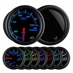 Brand new ???? GlowShift Tinted 7 Color 100 PSI Oil Pressure Gauge Kit - Includes Electronic Sensor - Black Dial - Smoked Lens - For Car & Truck - 2-1/16" 52mm ❤️