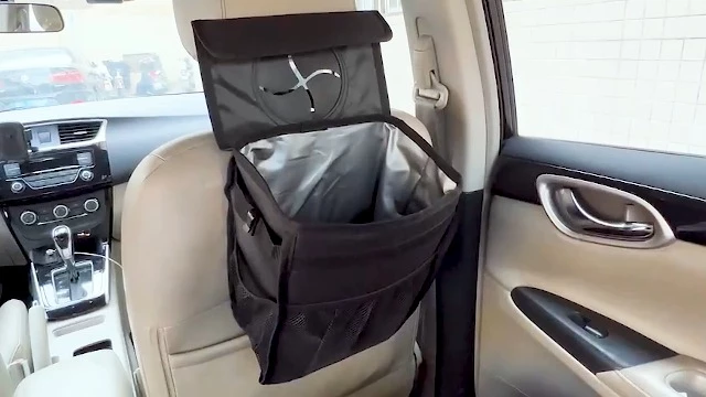 New ???? Car Trash Can Leakproof Car Garbage Can Hanging With Lid Storage Mesh Pockets Collapsible Multipurpose Car Trash Bag For Car Accessories (Flower) ⭐ 9 New ???? Car Trash Can Leakproof Car Garbage Can Hanging With Lid Storage Mesh Pockets Collapsible Multipurpose Car Trash Bag For Car Accessories (Flower) ⭐ - Image 7