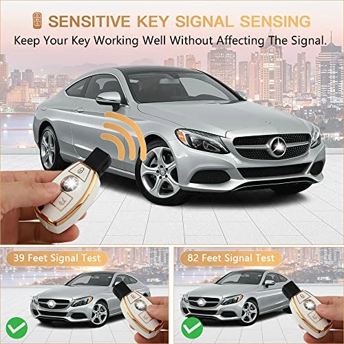 Wholesale ???? For Mercedes Key Fob Cover Fit Benz C E G M Class GLC GLE GLS CLA CLS Accessories Car Keychain Bling Case Shell Protector Girly Cute White Gold TPU ❤️ 4 Wholesale ???? For Mercedes Key Fob Cover Fit Benz C E G M Class GLC GLE GLS CLA CLS Accessories Car Keychain Bling Case Shell Protector Girly Cute White Gold TPU ❤️ - Image 2