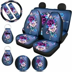 Promo ???? Mushroom Car Accessories Seat Cover For Car For ???? Women Universal Fit Front And Rear Bench Seats Protectors For Truck SUV,Mushroom Wheel Steering Cover,Seat Belt Cover,Cup Holder,Keyring Black Marble Print ???? -Car Seat Covers shop 51f9PvUYEuL. AC