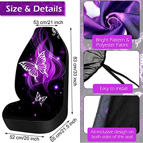 Buy ???? Frienda 10 PCS Car Seat Covers For ???? Women Butterfly Car Accessories Car Interior Seat Covers With Steering Wheel Cover, Wrist Strap, Car Coasters, Armrest Pad, Shoulder Pad, Key Chain Bright Style ???? 4 Buy ???? Frienda 10 PCS Car Seat Covers For ???? Women Butterfly Car Accessories Car Interior Seat Covers With Steering Wheel Cover, Wrist Strap, Car Coasters, Armrest Pad, Shoulder Pad, Key Chain Bright Style ???? - Image 2