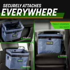 Hot Sale ???? Rive Auto Car Trash Can - Collapsible, Leakproof Garbage Bin With Adjustable Strap And 20 Trash Bags - Car & Truck Accessories For Men And ???? Women - Grey With Lid ???? -Car Seat Covers shop 51fKNaucIkL