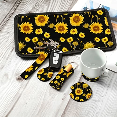 Promo ???? 26 Pieces Sunflower Car Accessories,Sunflower Car Seat Covers Full Set Floor Car Mat Steering Wheel Cover Seat Belt Shoulder Pads Center Armrest Pad Gear Cover Handbrake Cover Car Interior Decor ???? 6 Promo ???? 26 Pieces Sunflower Car Accessories,Sunflower Car Seat Covers Full Set Floor Car Mat Steering Wheel Cover Seat Belt Shoulder Pads Center Armrest Pad Gear Cover Handbrake Cover Car Interior Decor ???? - Image 4