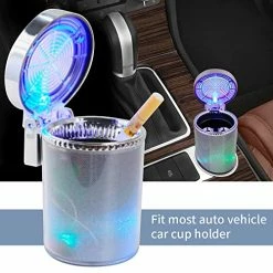 Top 10 ???? Bosaidong Car Ashtray, Auto Ashtray With LED Light, Mini Car Trash Can, Portable Ashtray With Lid Suitable For Most Vehicles, Silver ???? -Car Seat Covers shop 51fVavHJpVL