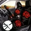 Wholesale ???? Moukeren 26 Pcs Red Rose Car Seat Covers Full Set Rubber Steering Wheel Cover License Plate Frame Armrest Cover Seatbelt Covers Mirror Covers Rose Flower Car Accessories For Car Truck SUV ⌛