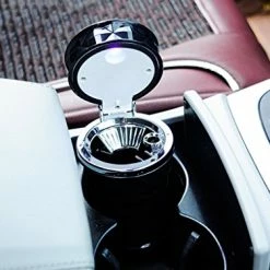 Outlet ???? Auto Car Ashtray Portable With Blue LED Light Ashtray Smokeless Smoking Stand Cylinder Cup Holder (Black) ⭐ -Car Seat Covers shop 51gg1vEd1AL