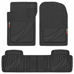 Top 10 ???? FlexTough Advanced Black Rubber Car Floor Mats - 3 Piece Front & Rear Trim To Fit Floor Mats For Cars Truck SUV, All Weather Automotive Liners With Traction Grips And Multiple Trim Lines ????