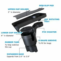 Hot Sale ???? Car Cup Holder Tray With Expandable Base Compatible With Yeti 20/26/30 Oz Hydro Flasks 32/40 Oz Camelbak 32/40 Oz And Other Bottles In 3.4"-3.8" ❤️ -Car Seat Covers shop 51i5Ic2tjdL