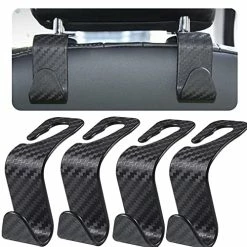 Coupon ⭐ Car Hook For Purses And Bags 4 Packs, Back Seat Headrest Hanger,Universal Vehicle Storage Organizer(Carbon Fiber,4PCS) ????