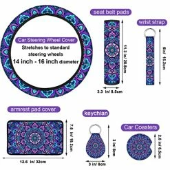 Hot Sale ???? Mandala Car Accessories Set Mandala Car Seat Cover For ???? Women Steering Wheel Cover Headrest Cover Seat Belt Cover Center Console Armrest Pad Keyring For Car Truck (Classic Style) ???? -Car Seat Covers shop 51jFBUn1uML
