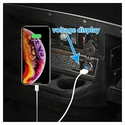 Flash Sale ???? 10L0L Golf Cart DC 9V-48V Quick Charge 3.1 Dual USB Charger,2 In 1 USB Ports & LED Voltage Meter Universal For Club Car,EZGO And Yamaha,Aluminum Alloy Shell Safe Charge Outlet ???? -Car Seat Covers shop 51jJU19u4sL