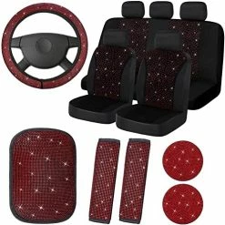 Best reviews of ✨ 15 Pieces Bling Velvet Fabric Car Seat Covers Full Set Black Bling Car Accessories For ???? Women,Diamond Steering Wheel Cover Rhinestone Crystal Seat Belt Cover, Center Console Pad Universal Car Deco ???? -Car Seat Covers shop 51jTOrzvcFL. AC