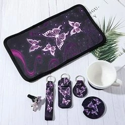 Hot Sale ???? Frienda 22 Pieces Butterfly Car Seat Covers,Butterfly Car Accessories Set Steering Wheel Cover Center Console Armrest Pad Headrest Seat Belt Cover Handbrake Gear Cover Keychain For Cars SUV (Purple) ???? -Car Seat Covers shop 51jmUSdceAL