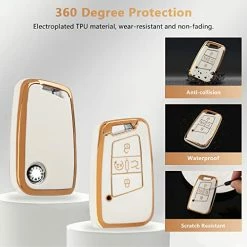 Best Pirce ???? Car Key Cover For Volkswagen Jetta Tiguan Atlas Arteon Taos TPU Soft Keys Fob Case Shell Glitter Keychain Keys Accessories White Gold Girl ???? Women ⭐ -Car Seat Covers shop 51kUasd3rtL