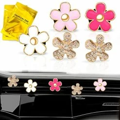 Best deal ???? Car Air Fresheners Vent Clips: Car Decorations, Flower Air Freshener Car Clips, Scented Ceramic Aroma Diffuser Stone Essential Oil Diffuser Clips, Bling Car Accessories, Flower Vent Clips 5 Pack ✔️