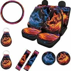 Promo ???? Mushroom Car Accessories Seat Cover For Car For ???? Women Universal Fit Front And Rear Bench Seats Protectors For Truck SUV,Mushroom Wheel Steering Cover,Seat Belt Cover,Cup Holder,Keyring Black Marble Print ???? -Car Seat Covers shop 51loFMy3qL. AC