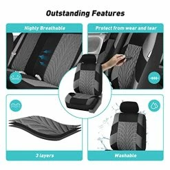 Cheapest ✨ Car Seat Covers Full Set Gray Premium Cloth - Universal Fit, Automotive Seat Cover, Low Back Front Seat Covers, Airbag Compatible, Split Bench Rear Seat, Washable Seat Cover For SUV, Sedan Red Full Set ???? -Car Seat Covers shop 51mUIYJTPqL