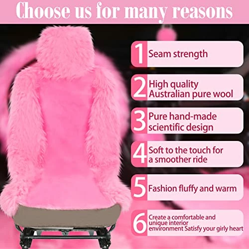 Discount ???? 12 Pieces Pink Fluffy Car Accessories Set, Fluffy Front Seat Covers Fuzz Steering Wheel Cover Handbrake Cover Gear Shift Cover Plush Seat Belt Shoulder Pad Armrest Cover Cup Pad Ignition Ring ???? 7 Discount ???? 12 Pieces Pink Fluffy Car Accessories Set, Fluffy Front Seat Covers Fuzz Steering Wheel Cover Handbrake Cover Gear Shift Cover Plush Seat Belt Shoulder Pad Armrest Cover Cup Pad Ignition Ring ???? - Image 5