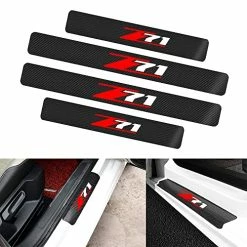 Flash Sale ???? Yuanxi Electronics 4Pcs/Set,Car Door Sill Plate Protectors,Carbon Fibre Vinyl Reflective Car Door Sill Decoration Scuff Plate For Z71 Chevy Silverado Colorado ????