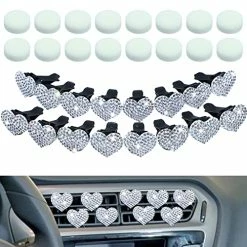 Top 10 ⌛ 16 Pack Bling Heart Shaped Air Vent Clips Crystal Car Diffuser Clip Rhinestone Fresheners Cute Accessories Interior Decoration For ???? Women, Whit ???? -Car Seat Covers shop 51npYhVL8PL