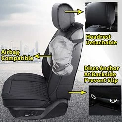 Best deal ⌛ 5pcs Car Seat Covers Full Set With Waterproof Leather,Airbag Compatible Automotive Vehicle Cushion Cover Universal Fit For Most Cars (Black) 5 Pcs Full Set/black-whit ✨ -Car Seat Covers shop 51nxlQAX95L