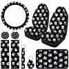 Coupon ⭐ 10 Pieces ???? Dog Paw Car Accessories Set ???? Dog Cat Paw Print Car Seat Covers Car Steering Wheel Cover ???? Dog Paw Car Cup Holder Armrest Pad Cover Seat Belt Pads Key Chain Wrist Strap For Car SUV Truck ????