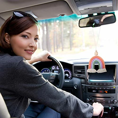 Cheap ✨ 3 Pieces Boho Rainbow Car Charm Macrame Wooden Beads Mirror Hanging Accessories Essential Oil Car Diffuser Colorful Air Freshener Decor Home Wall Hanging Decoratio ???? 5 Cheap ✨ 3 Pieces Boho Rainbow Car Charm Macrame Wooden Beads Mirror Hanging Accessories Essential Oil Car Diffuser Colorful Air Freshener Decor Home Wall Hanging Decoratio ???? - Image 3