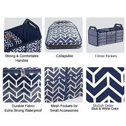Flash Sale ???? Trunk Organizer, Foldable Car Storage Bag Portable Insulation Cooler Bag Collapsible Vehicle Organizer Divider Storage Totes With 3 Compartment Cargo Tote For Groceries Caddy SUV, Navy Blue ???? -Car Seat Covers shop 51pWFRR89CL