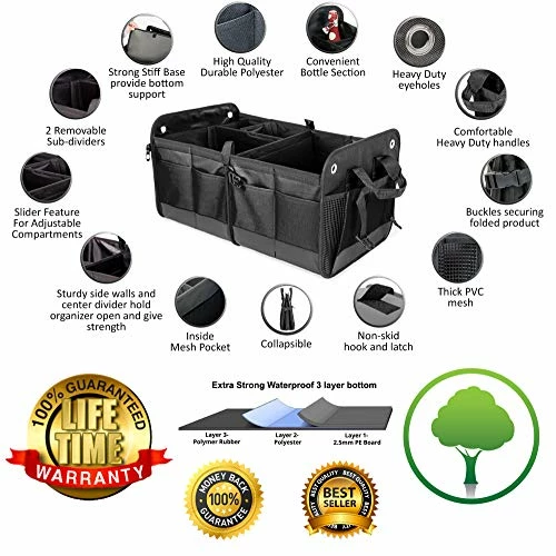 Best Sale ???? RunkCratePro Trunk Organizer For Car, Jeep, SUV, Truck, Rv, Auto - Premium Multi Compartments Collapsible Cargo Trunk Storage, Car Accessories & Gifts For Men, ???? Women (Regular, Black)23.6"x14.5"x12.5" ???? 4 Best Sale ???? RunkCratePro Trunk Organizer For Car, Jeep, SUV, Truck, Rv, Auto - Premium Multi Compartments Collapsible Cargo Trunk Storage, Car Accessories & Gifts For Men, ???? Women (Regular, Black)23.6"x14.5"x12.5" ???? - Image 2