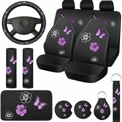 Cheap ✔️ 15 Pcs Butterfly Car Seat Covers Full Set Butterfly Car Seat Covers For Car Front Rear Seat Covers Steering Wheel Cover Wrist Strap Coasters Armrest Pad Shoulder Pads (Classic Butterfly Style) ???? -Car Seat Covers shop 51qnkScJlL. AC