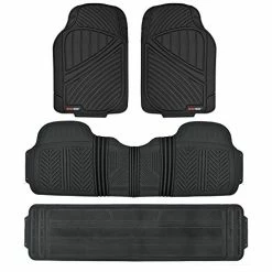 Discount ???? 3-Row Heavy Duty Rubber Floor Mats & Liners For Car SUV Van, Front 2nd & 3rd Row Durable Polymerized Latex Full Interior Protection, Extra-High Ridgeline Design, Black ????