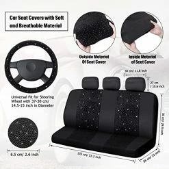 Best reviews of ✨ 15 Pieces Bling Velvet Fabric Car Seat Covers Full Set Black Bling Car Accessories For ???? Women,Diamond Steering Wheel Cover Rhinestone Crystal Seat Belt Cover, Center Console Pad Universal Car Deco ???? -Car Seat Covers shop 51reAHPYEHL