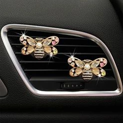 Best reviews of ???? 2 Pieces Creative Car Charm Cute Little Bee Bling Vehicle Interior Air Vent Decorations Clip With Perfume Container,Women Fashion Car Decorations Gift ????