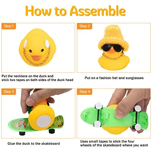 Brand new ⌛ Car Duck Ornament Rubber Duck Car Dashboard Decoration For Car Dashboard Decoration Accessories With Mini Hat, Necklace, ???? Sunglasses, Chair Or Skateboard (D-Green) ???? 5 Brand new ⌛ Car Duck Ornament Rubber Duck Car Dashboard Decoration For Car Dashboard Decoration Accessories With Mini Hat, Necklace, ???? Sunglasses, Chair Or Skateboard (D-Green) ???? - Image 3