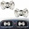 Outlet ???? Bling Bow Air Vent Clips, 2 Pcs Crystal Bow Car Air Fresheners Vents Clips Car Air Conditioning Outlet Clip Rhinestone Glam Car Interior Decoration Charm Bling Car Accessories For ???? Women ????