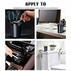 Discount ???? Car Ashtray With Lid Smell Proof, Smokeless Ashtray, Mini Car Trash Can, Detachable Stainless Steel Ash Tray With Lid And LED Blue Light ???? -Car Seat Covers shop 51stiRJuJHS