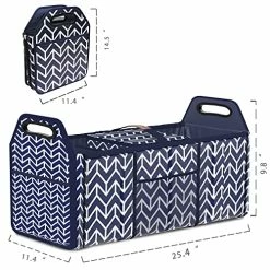 Flash Sale ???? Trunk Organizer, Foldable Car Storage Bag Portable Insulation Cooler Bag Collapsible Vehicle Organizer Divider Storage Totes With 3 Compartment Cargo Tote For Groceries Caddy SUV, Navy Blue ????